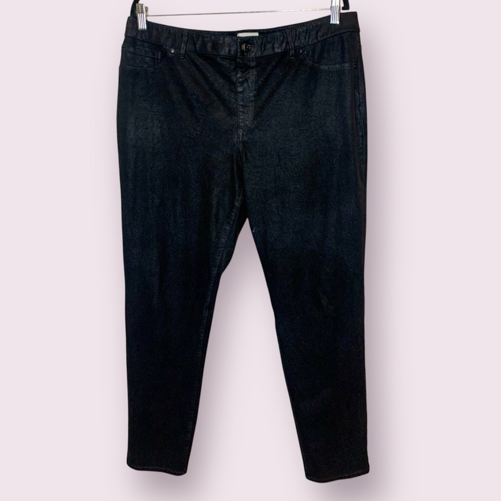 Chico’s Faux Suede Jeggings Pants Black Size 14
